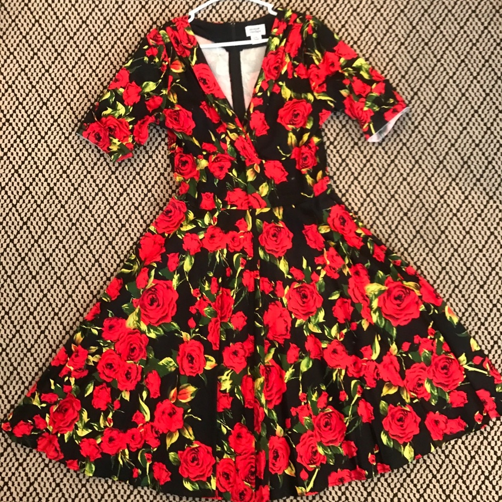 Unique Vintage Floral Swing Dress